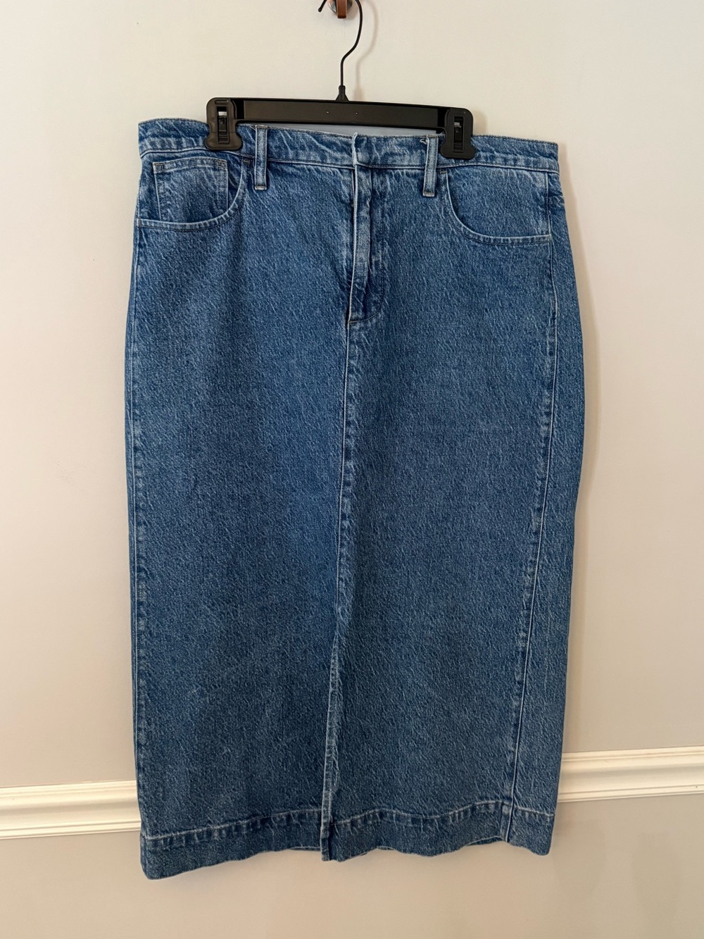 J.Crew blue denim jean front slit midi skirt. 32